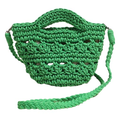 Kexpery Strandtasche aus Baumwolle, gehäkelt, gestrickt, Schultertasche mit Tragegriff oben, Umhängetasche, Urlaubstasche für Damen und Mädchen, grün, 230.00x160.00/9.06x6.3inch von Kexpery