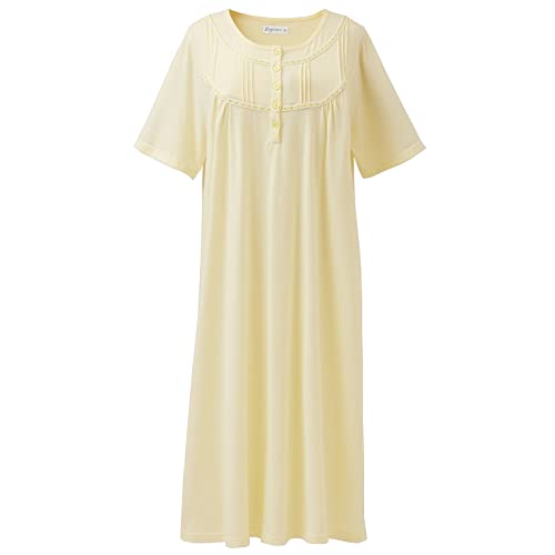 Keyocean Nachthemden aus Baumwolle für Damen, weiche Bequeme leichte Kurze Ärmel Sommer Damen Nachthemd, Hellgelb, Groß von Keyocean