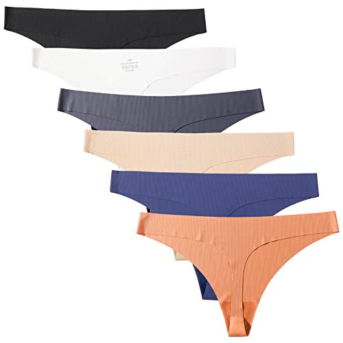 Kfnire Tanga Damen String Nahtlos Atmungsaktiv Unterwäsche Frauen Unsichtbarer Unterhosen Damen Tanga, 6er-Pack von Kfnire