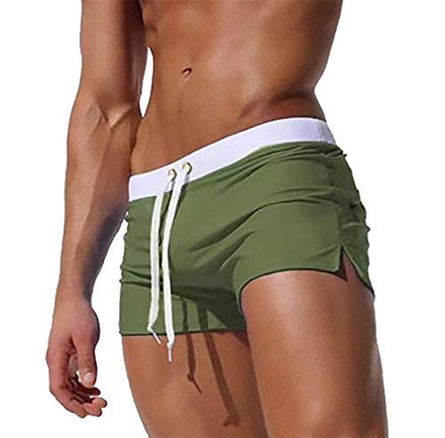 Kfnire Herren-Shorts, Badehose schnell trocknend Strand surfen Running Baden Shorts Boxer Unterhose (EU M =Tag L, Grün #01) von Kfnire