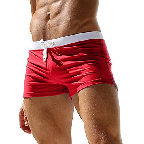 Kfnire Herren-Shorts, Badehose schnell trocknend Strand surfen Running Baden Shorts Boxer Unterhose (EU S =Tag M, Rot) von Kfnire