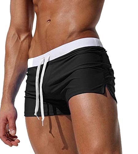 Kfnire Herren-Shorts, Badehose schnell trocknend Strand surfen Running Baden Shorts Boxer Unterhose (EU S =Tag M, schwarz) von Kfnire