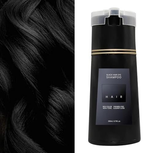 Nova Hair Dye Shampoo, Nova Hair Instant Dye Shampoo, Nova Haarfarbenshampoo für graues Haar, Nova Hair Shampoo, Nova Hair Instant Dye Shampoo für Männer und Frauen - 200ml (Black, 200ml) von KiJalyelu