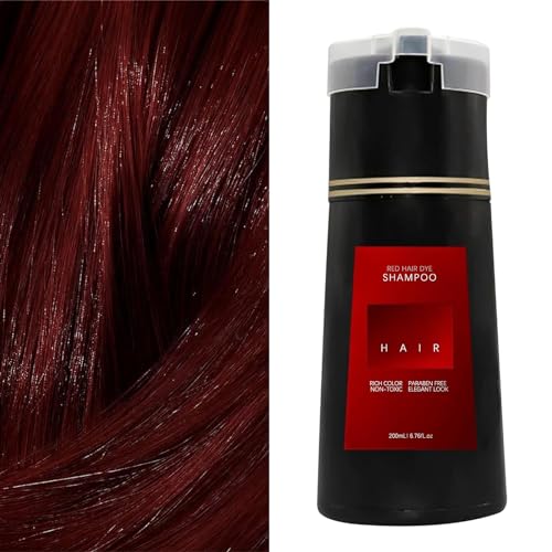 Nova Hair Dye Shampoo, Nova Hair Instant Dye Shampoo, Nova Haarfarbenshampoo für graues Haar, Nova Hair Shampoo, Nova Hair Instant Dye Shampoo für Männer und Frauen - 200ml (Red, 200ml) von KiJalyelu