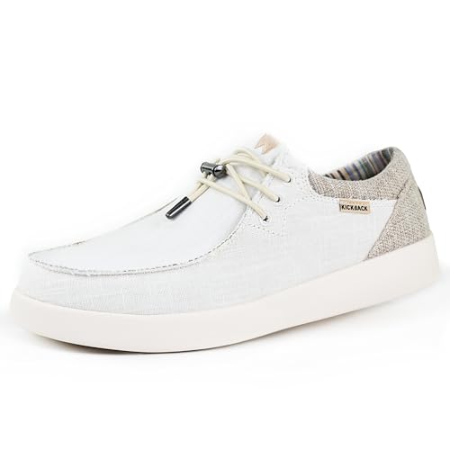 Kickback Haven Ramie Leinenschuhe - Herren-Mokassins - Farbe Off White - Bungee-Schnürschuhe für Herren - ganztägige leichte, Bequeme Herrenschuhe - Herren-Slipper-Schuhe - Größe EU42 von Kickback