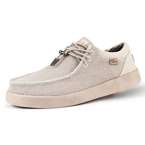 Kickback Haven Woven Canvas Schuhe - Herren Mokassins - Farbe Off White - Leichte Schnürschuhe Herren Smart Casual Schuhe - All Day Comfort Herren Canvas Schuhe - Herren Slip On Schuhe - Größe EU43 von Kickback