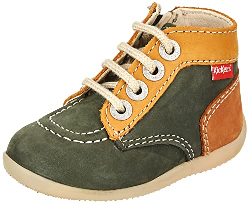 Kickers Unisex Baby Bonzip-2 Oxford-Schuh, Kaki Jaune Camel, 18 EU von Kickers