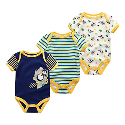 Kiddiezoom Baby Boys 3er Pack Kurzarm Bodysuit Bio Onesies von Kiddiezoom