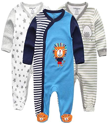 Kiddiezoom Baby-Jungen Mädchen Schlafstrampler, 3er Pack von Kiddiezoom