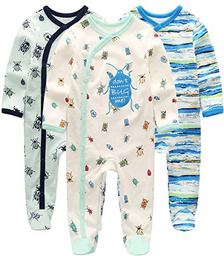 Kiddiezoom Baby-Jungen Mädchen Schlafstrampler, 3er Pack von Kiddiezoom