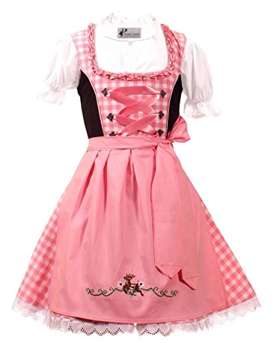 3tlg. Kinder Dirndel Kind-226, rose, Gr. 152 von Kiddy Tracht