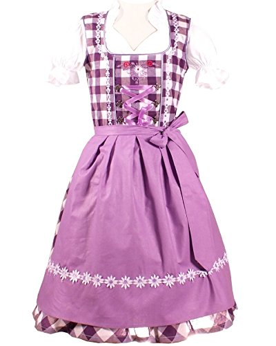 3tlg. Kinder Dirndl Kind, Lila Weis Kariert, 116 von Kiddy Tracht