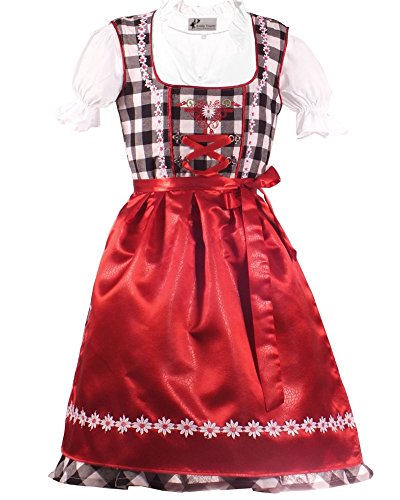 3tlg. Kinder Dirndl Kinder 139 - Gr. 116, schwarz weis kariert von Kiddy Tracht