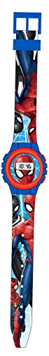 Kids Licensing | Stellen Sie Digitaluhr + Stift 6 Farben + Geheimes Tagebuch von Spiderman | EIN Mehrfarbig | Kinderarmbanduhr | Lernuhr | Vier Knöpfe | Einfache Uhr für Kinder von Kids Licensing