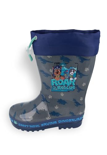 Kids2Go PawPatrol Dino Rescue Regenstiefel in Grau/Blau mit verstellbarem Kordelzug in den Größen 24 von Kids2Go