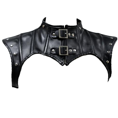 KieTeiiK Frauen Steampunk Gothic Leder Kostüm Schulter Jacken Achselzucken Rüstungen Punk Neckband Ritter Leder Schal Achselzucken Rüstungen Frauen von KieTeiiK