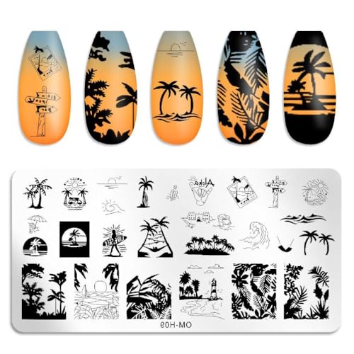 Nail Art Stempelplatten Wiederverwendbare Nail Art Design Vorlage Kokosnussbaum Liebe Herz Kuss Bögen Nail Art Stempel Vorlage Nail Art Stempel Vorlage von KieTeiiK