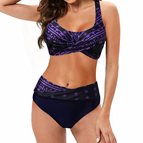 Bikini Damen Sport Push Up Oberteil Polster Badeanzug Zweiteiler Frauen Shorts Bikini Set Pads Strand Schwimmen Bademode 2 Teilig Damen Tankini Set zweiteilig Bauchweg mit Hot Pants (B-001, XXL) von Kielsjajd