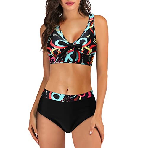 Bikini Damen Sport Push Up Oberteil Polster Badeanzug Zweiteiler Frauen Shorts Bikini Set Pads Strand Schwimmen Bademode 2 Teilig Damen Tankini Set zweiteilig Bauchweg mit Hot Pants (B-011, M) von Kielsjajd