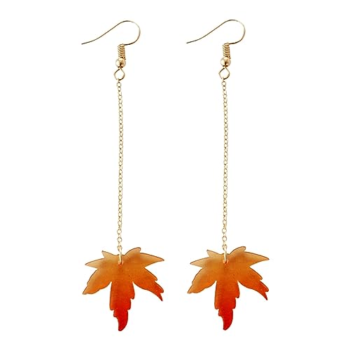 Druck Ohrringe Ohrringe für Frauen, orange Ahornblatt-Ohrringe, Blatt-Ohrringe, einfache, frische Weihnachtsohrringe, Quasten, Blatt-Charm-Ohrring, Tropfen-Ohrring, Schmuck, ene (Orange, One Size) von Kielsjajd