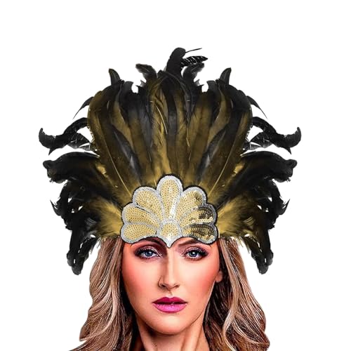 Feder Schmuck Haarband Kostüm Accessoires, Weihnachts Feder Stirnband Fascinator-kopfschmuck Cosplay-kopfschmuck Tea-party-hut-stirnband Flapper-stirnband Der 1920er Jahre (Khaki, One Size) von Kielsjajd