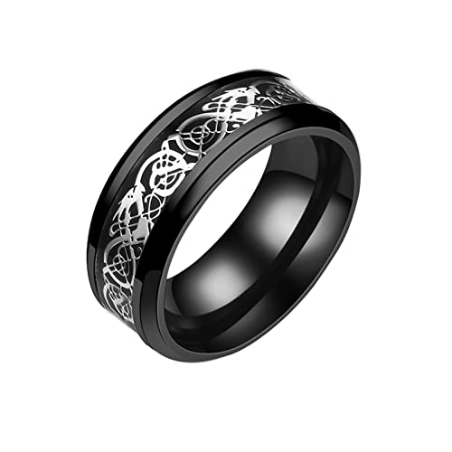 Goldener Ring Edelstahl Drache mit Silberring Stahl-Drachenringe Ringe Herren Schwarz Set (Black, 6) von Kielsjajd