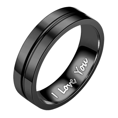 Ich liebe dich Edelstahl schwarz sandgestrahlt Ringe Ehering Ringe für Frauen Ringe für Männer mattierte Ringe Geometrie Ringe Größe 5 13 Ringe Paar 585 (Black, 12) von Kielsjajd