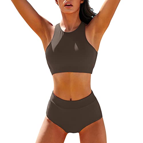 Kielsjajd Bikini Damen Sport Push Up Oberteil Polster Badeanzug Zweiteiler Frauen Shorts Bikini Set Pads Strand Schwimmen 2 Teilig Damen Tankini Set zweiteilig Bauchweg mit Hot Pants (C-012, S) von Kielsjajd