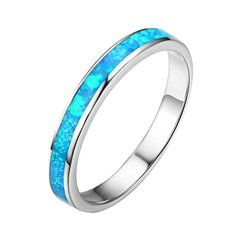 Kielsjajd Inlay Geschenke Schmuck Verlobungsringe für Frauen Erstellt-Opal Bands Ringe Hochzeit Hochzeit Herren Hochzeit Mode Ringe Ringe Der compatible with Macht Trailer (Blue, 11) von Kielsjajd