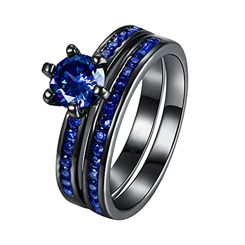 Kielsjajd Ring-Ring-Größen-Schmucksache-bunte 512 Hochzeits-Legierungs-Frauen-Finger-Zirkon-Geschenk-Ringe Ringbuchmechanik 2 Ringe (Blue, 8) von Kielsjajd