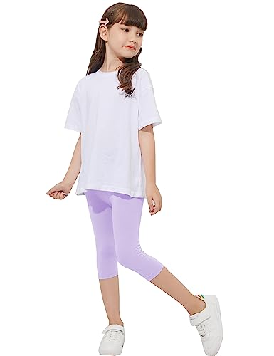 Kiench Kinder Mädchen Leggings 3/4 Capri-Hosen Lila EU Größe 140-146/9-10 Jahre Etikett 150 von Kiench