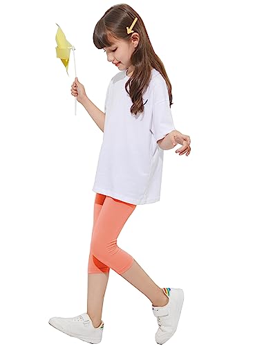 Kiench Kinder Mädchen Leggings 3/4 Capri-Hosen Orange EU Größe 128-134/7-8 Jahre Etikett 140 von Kiench