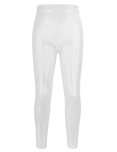 Kiench Mädchen Leggings Glänzend Metallic Gymnastik Tanz Hosen Silber EU Größe 122-128/6-7 Jahre Etikett 130 von Kiench