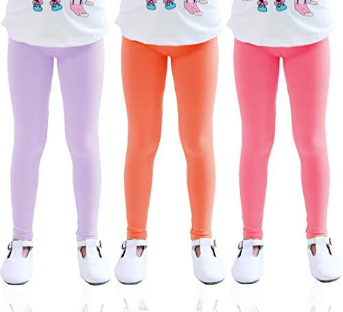 Kiench Mädchen Leggings Knöchellang Hosen 3er-Pack Purpurrot & Orange & Lila EU Größe 134/8-9 Jahre Etikett 140 von Kiench