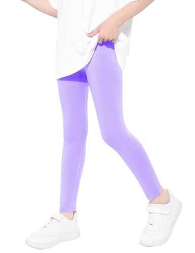 Kiench Mädchen Leggings Lang Hosen Basic Uni Farbe Lila EU Größe 104-110/3-4 Jahre Etikett 110 von Kiench