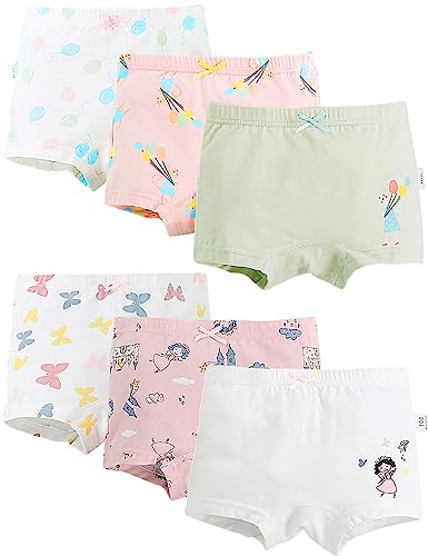 Kiench Mädchen Pantys Boxershorts Baumwolle Unterwäsche 6er-Pack Schmetterling & Ballon EU Größe 140/9-10 Jahre Etikett 140 von Kiench