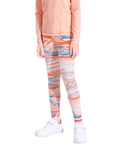 Kiench Mädchen Sport Leggings Lang Fitness Yoga Hosen Orange EU Größe 116-122/5-6 Jahre Etikett 120 von Kiench