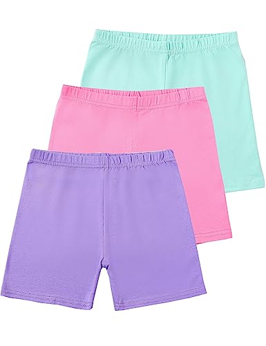 Kiench Teenager Mädchen Radlerhose Baumwolle Kurze Leggings unter Kleid 3er-Pack Lila & Pink & Grün EU Größe 170-176/14-16 Jahre/Damen Größe 42-44 Etikett L von Kiench