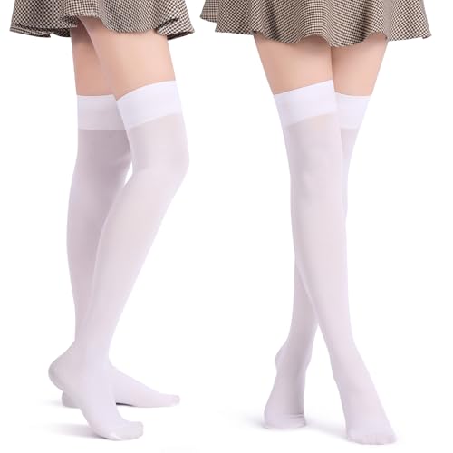 Kiiwah 2 Paar Damen Overknee Strümpfe, Nylonstrümpfe Thigh High Socks Durchscheinend Kniestrümpfe Sexy, Weiß Kiiwah 2 Paar Damen Overknee Strümpfe, Nylonstrümpfe Thigh High Socks Durchscheinend Kniestrümpfe Sexy, Weiß von Kiiwah