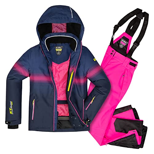 Killtec Mädchen Skianzug Größe 128 aus Skijacke Glenshee dunkelnavy und Skihose Nadiana pink schwarz von Killtec