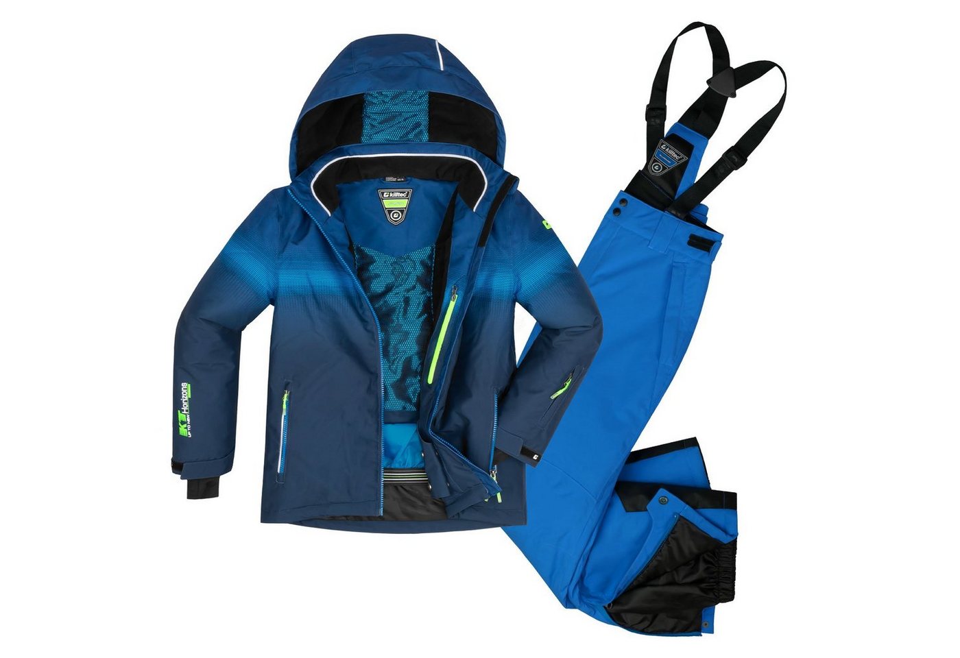 Killtec Skianzug Glenshee - Kinder Skijacke + Skihose (dunkelnavy/ neonblau, Gr. 128) von Killtec