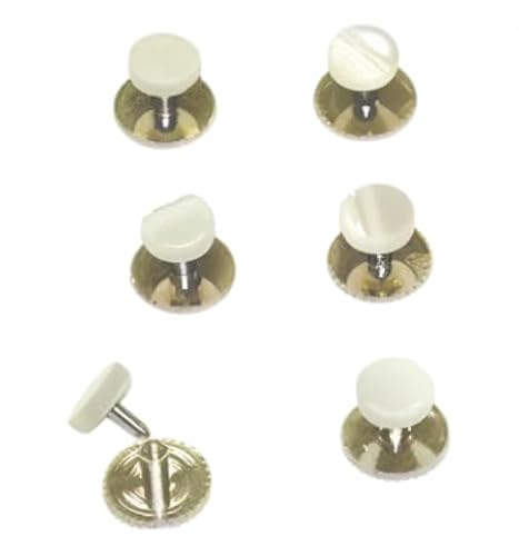 6 Stück Schraubknöpfe für Hemden, Perle und Chrom, S, Nicht-Edelmetall, Kein Edelstein 6 Stück Schraubknöpfe für Hemden, Perle und Chrom, S, Nicht-Edelmetall, Kein Edelstein von Kilts Wi Hae