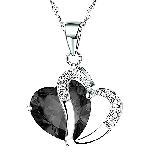 Kim Johanson Damen Halskette mit Anhänger "Black Heart" in Schwarz mit Zirkonia Steinchen besetzt inkl. Schmuckbeutel von Kim Johanson