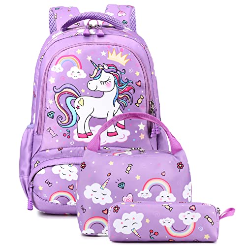 Kimwadalh Kinderrucksack Mädchen Einhorn Rucksäcke für Mädchen Schulrucksack Grundschule Rucksäcke Mädchen Einhorn Schultaschen Set Mädchenrucksack für Reisen von Kimwadalh