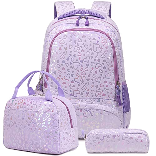 Kimwadalh Schulrucksack Mädchen Plüsch Rucksack Lieblich Kinderrucksack Schulranzen für Mädchen Leichtgewicht Schultasche Set mit Lunchpaket Tasche und Mäppchen,passend 15 Zoll Laotop von Kimwadalh