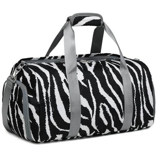 Tanztasche für Kinder, Turnbeutel, Mädchen, Jungen, Duffle-Tasche, Fitnessstudio, Sport, Balletttasche mit Schuhfächern, Mädchen, Übernachtung, Wochenender, Handgepäck, Reisetasche, zebra schwarz von Kimwadalh