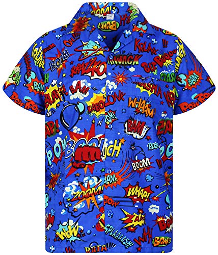 King Kameha Funky Hawaiihemd, Kurzarm, Boom Bang, Multiblau, XXL von King Kameha