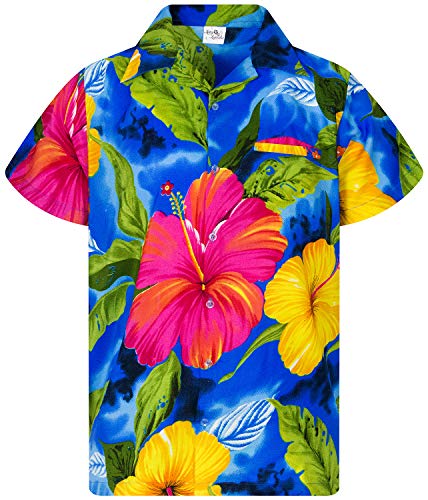 Funky Hawaiihemd, Kurzarm, Big Flower New, Türkis, 6XL von King Kameha