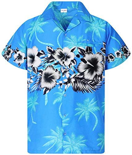 King Kameha Funky Hawaiihemd, Kurzarm, Flower Chestprint, Türkis, M von King Kameha