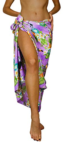 King Kameha Funky Hawaii Cover-up Pareo Sarong, Parrot Cockatoo, Hellviolett, Gross von King Kameha